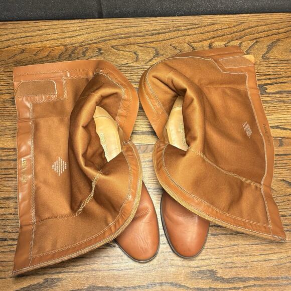 Nine West NW Blogger Women’s Tan Leather Riding Boots Size 7.5 Buckle Zip Tall - Picture 6 of 8